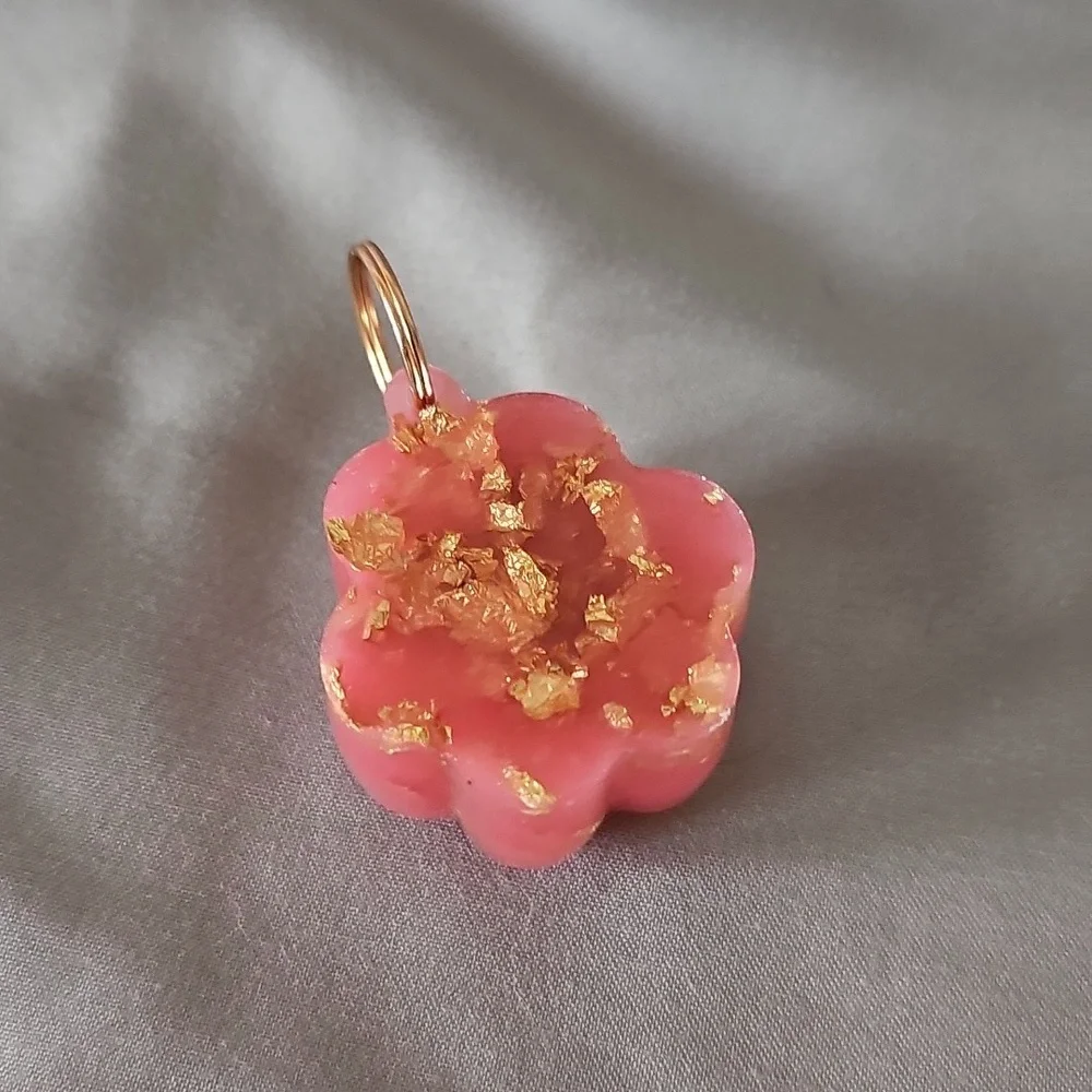 Pink and Gold Paw Keychain Charm